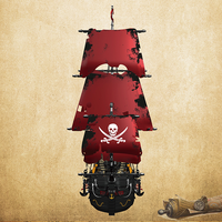 Moule King 13109S 3251PCS Ship Serie QA Revenge Pirate Ship Ornament Model Building Block Model Technical Toy Festival Gift