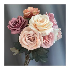 高品质多色单千层玫瑰人造花玫瑰散装家居婚庆装饰