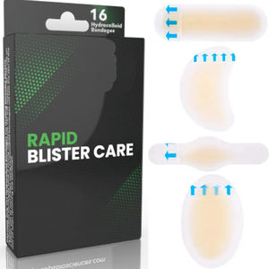 اختيار رياضي بطل العالم التحمل. 16 ضمادات نفطة الرعاية السريعة. ضمادات غروانية مائية للبثور والحروق والجروح - Product Image 1