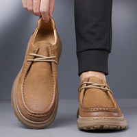 Chaussures décontractées pour hommes en cuir véritable à lacets, taille 38-44, couleur gris kaki, basses, confortables pour la marche quotidienne