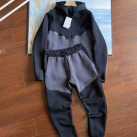 Sudadera con Capucha de Forro Polar de Alta Calidad para Hombre, Conjunto Casual de Otoño, Traje Deportivo de Dos Piezas