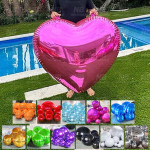 <b>Customized</b> PVC Double Layer Inflatable Mirror Heart <b>Balloons</b> Wedding Party Event Christmas Valentine's Day Decorations Big Shiny - Product Image 1