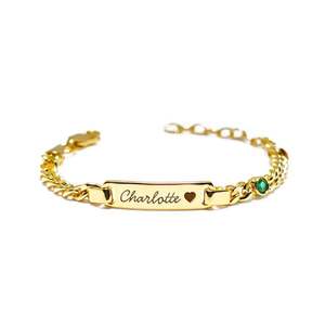 Pulseras de Acero Inoxidable con Baño de Oro de 18K, Personalizables con Nombre, para Niños, Estilo Moderno, para Recuerdo Familiar - Product Image 2