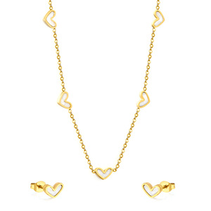 Conjunto de collar y aretes de acero inoxidable con forma de corazón para mujer, regalo de joyería de moda. - Product Image 5