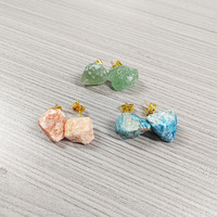 Boucles d'oreilles clous en cristal naturel brut, pierres précieuses irrégulières, énergie curative, bijoux en pierre minérale, cadeau pour femme
