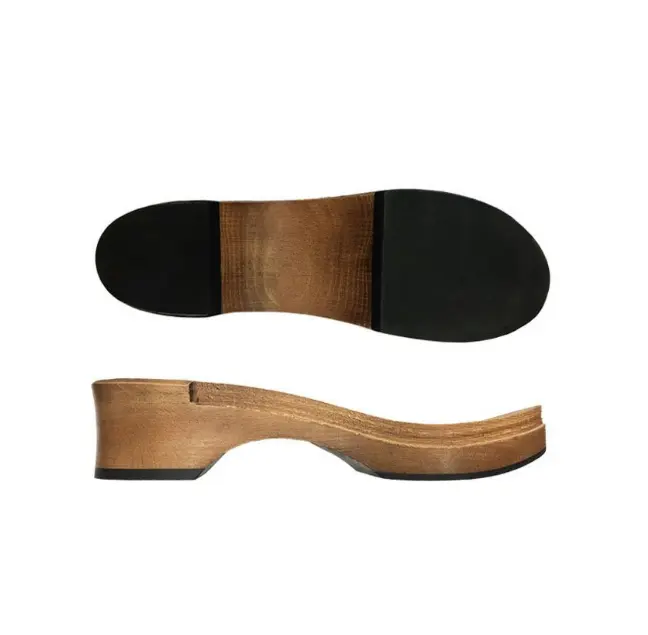 Semelle de chaussure en bois haute qualité confortable 2022, semelles extérieures pour femmes avec fond en caoutchouc pour la fabrication de sandales
