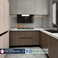 Armoires de cuisine Moon Rabbit personnalisées, poignées de rangement européennes, ensemble en bois aggloméré, style moderne modulaire