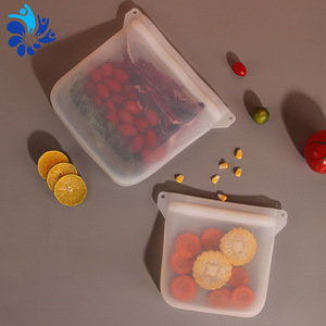 ถุงซิลิโคนเกรดอาหาร ขนาด 1000 มล. ใช้กับไมโครเวฟได้ ป้องกันการรั่วซึม ปิดผนึกเองได้ ถุงเก็บอาหาร - Product Image 1