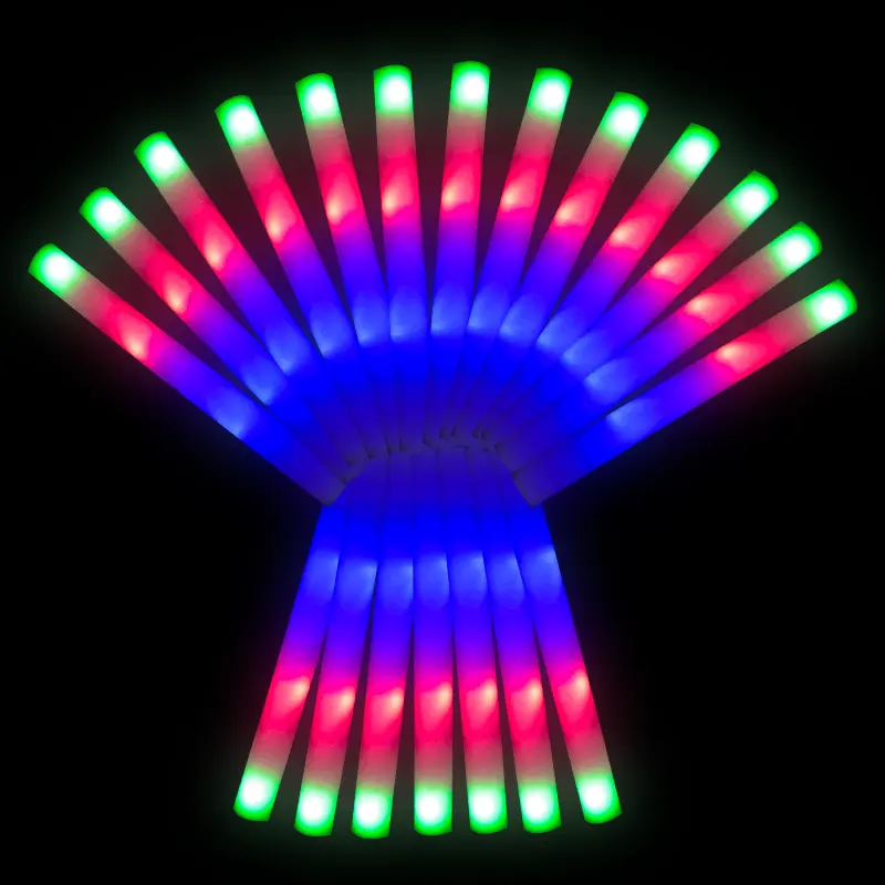 Ucuz promosyon OEM Logo tezahürat harika RGB tek renk 48Cm 40Cm Led köpük sopa konser için