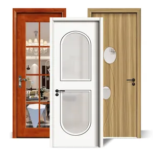 Puertas MDF de dormitorio individual de madera pintada natural, diseños de puertas de balcón interior