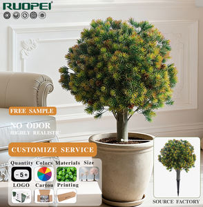 RUOPEI PZD-1-59 bola Topiary pohon UV rumput buatan PE tahan UV & kerucut Cedar Semak ramah lingkungan lonjakan tanah jalan - Product Image 1