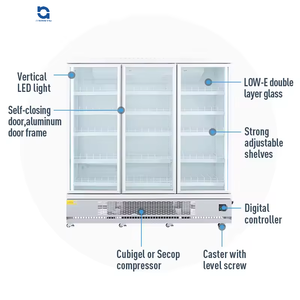 Armoire de réfrigération commerciale à 3 portes à température unique Vitrine de porte en verre Contrôle électronique de la température de l'air - Product Image 6