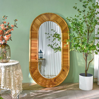 Miroir mural décoratif ovale pleine longueur ART NEST, grand format, en bois écologique, avec cadre rustique, épaisseur 5,0 mm, décoration intérieure européenne