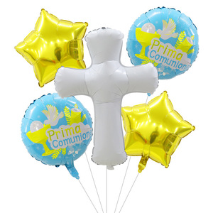Baby Christening Day Holy <strong>Communion</strong> Party <strong>Balloons</strong> Bible Cross Newborn Bath Blessing Helium Gas for Foil <strong>Balloons</strong>