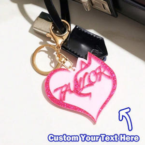 سلسلة مفاتيح مخصصة بشعار شخصي لهدايا الزفاف، قلادة أكريليك على شكل قلب فارغة - Product Image 5