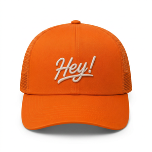 Gorra Trucker Personalizada al por Mayor con Bordado 3D, Malla Naranja, Perfil Alto, 5 Paneles, Visera Curva, Alta Calidad para Hombres y Mujeres - Product Image 1