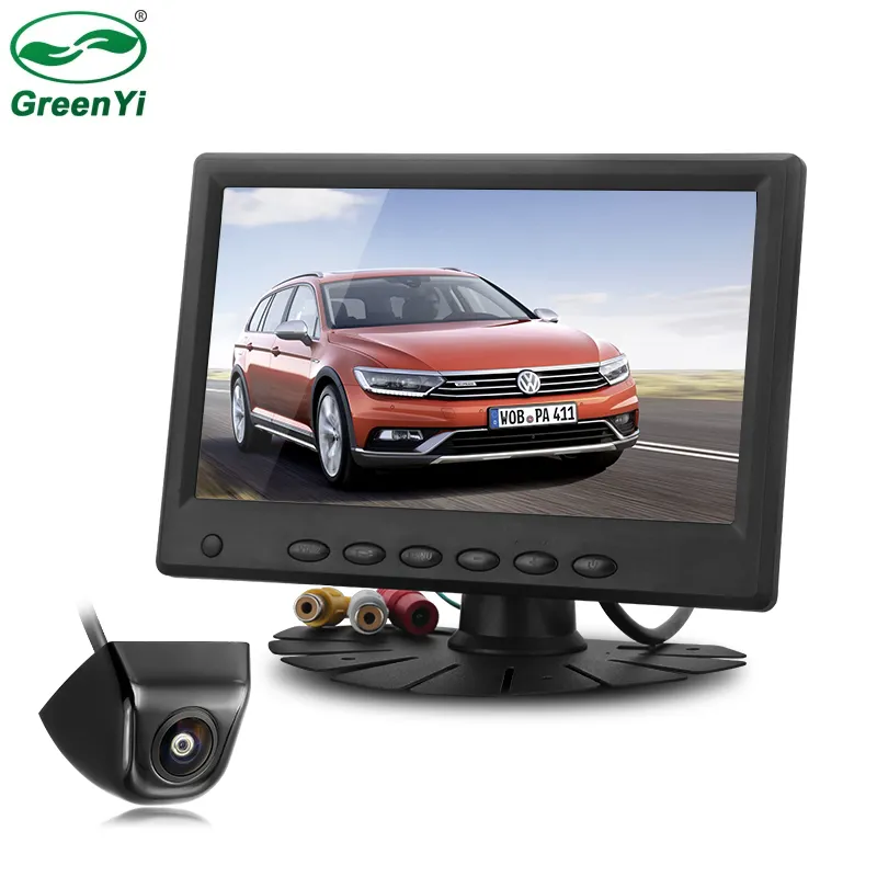 Monitor de vídeo hd 7 polegadas 1024x600 ips, câmera traseira de vigilância do carro com lente de olho de peixe 1280*720p