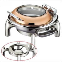 Chauffe-Plat de Luxe 6L en Verre avec Couvercle, Or Rose, en Acier Inoxydable Hydraulique, Chauffe-Plat Arabe pour Buffet et Maintien au Chaud