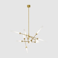 YH Intérieur Éclairage Décoratif Haut Plafond Led Cuisine Classique Verre Suspension Lampe Lustres Île En Laiton Pendentif Lumière