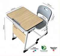 Bureau et chaise ergonomiques en bois pour un seul élève, réglables en hauteur, mobilier de classe scolaire