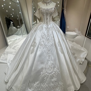 Jancember DW0216 Vestido de <span class=keywords><strong>Novia</strong></span> Exclusivo de Satén con Hombros Descubiertos, con Varillas y Adornos de Perlas - Product Image 1