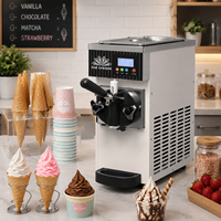 Machine à glaces 3 saveurs de comptoir, haute productivité, glace molle, empreinte compacte, congélation rapide, contrôle convivial