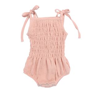 Private Label estate neonato <span class=keywords><strong>vestiti</strong></span> doppia garza <span class=keywords><strong>cotone</strong></span> <span class=keywords><strong>mussola</strong></span> cinturino elastico pagliaccetto del bambino - Product Image 3