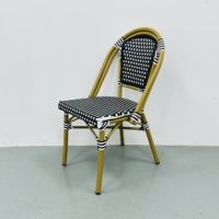 Chaise d'extérieur en rotin empilable en aluminium, résistante aux intempéries, idéale pour restaurant, café, bar, patio, balcon