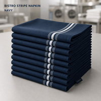 Servilleta Reutilizable y Resistente con Rayas Invertidas Azul Marino, 240GSM, Hilo de Poliéster Hilado MJS, Teñido, para Restaurantes, Hoteles, Comercios, OEM