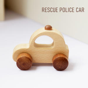 Legno massiccio senza vernice piccolo veicolo giocattolo può masticare ambulanza di soccorso auto della polizia camion dei pompieri ragazzo giocattolo regalo per i più piccoli - Product Image 3