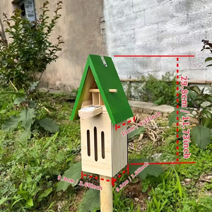 บ้านผีเสื้อไม้พร้อมที่ให้อาหาร ตกแต่งสวนแบบแขวน กล่องทำรังสำหรับผีเสื้อ ผึ้ง แมลง ผีเสื้อผีเสื้อปีกผีเสื้อ - Product Image 2