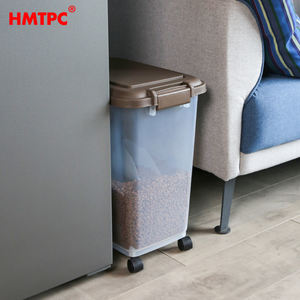 Durable Medium Wheeled Pet <span class=keywords><strong>Food</strong></span> Storage Bucket - Large Capacity Recipiente Plástico para Cães e Gatos Alimentação - Product Image 3