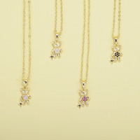 Nouveau 2026 Collier Pendentif Minimaliste en Laiton, Chaîne Hip Hop Personnalisée Iced Out pour Femmes, Motif Ours en Peluche et Étoile, Étanche
