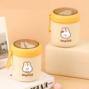 Taza para sopa de acero inoxidable 304 con tapa sellada, estilo de dibujos animados, taza portátil para el almuerzo para estudiantes y trabajadores de oficina - Product Image 1