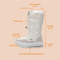 Bottes d'hiver OEM à imprimé flocon de neige, hautes, chaudes, doublées de peluche douce, antidérapantes, pour femmes, mode décontractée