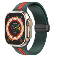 Magnet ordner Schnalle Silikon Uhren armband für Apple Watch Ultra 49mm 45mm 44mm Gummi Uhren armband