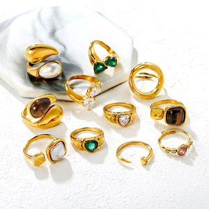 แหวนแฟชั่นสแตนเลสดีไซน์เปิดรูปทรงเรขาคณิตไม่สม่ำเสมอสำหรับผู้หญิงของขวัญเครื่องประดับ - Product Image 1