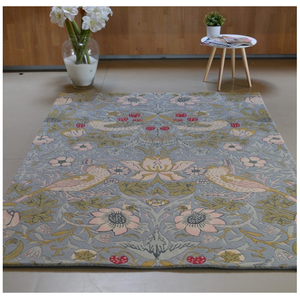 พรมขนสัตว์ถักนิตติ้งสำหรับห้องนั่งเล่นพรมสีฟ้าสำหรับประตูพื้นของตกแต่งบ้านดีไซน์ลายดอกไม้ตามสั่ง - Product Image 2