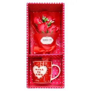 New Creative Mother's Day Gift Sets Artificial soap Flower promotional mugs 11 oz Ceramic Coffee Mug