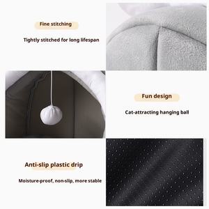 Sarang Kucing Ramah Lingkungan Semi-Tertutup, Rumah Anjing Hangat Musim Dingin, Ukuran Kecil & Sedang, Isi 100% Kapas, Dapat Dilepas & Dicuci - Product Image 3