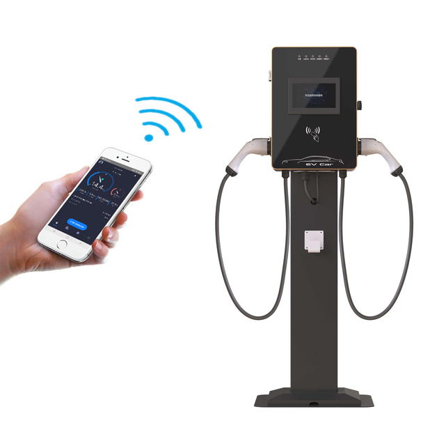 Mode3 22kw 3 Phase Level 2 IEC62196 220v 32a Commercial Floor-Mounted Fast Charger EV Charging Station With Dual Charging Guns