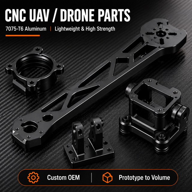 Custom CNC Machined Aluminum Drone Frame Arms UAV Parts Lightweight 7075 Alloy OEM Service