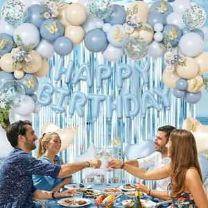 Ensemble d'arche de ballons bleus de 12 pouces avec <span class=keywords><strong>guirlande</strong></span> de lettres, écologique, facile à assembler, décorations pour fête d'<span class=keywords><strong>anniversaire</strong></span> - Product Image 5