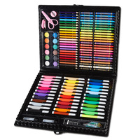 Ensemble de dessin et de peinture de 150 pièces, stylos à aquarelle, pinceaux, règle, ciseaux, taille-crayon, crayons de couleur, crayons de couleur à la cire, papeterie pour enfants, ensemble artistique