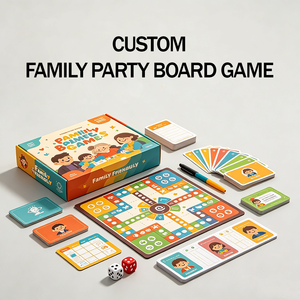Jeu de société de table personnalisé : cartes, plateau pliable, pièces d'échecs en bois, dés et jetons sur mesure pour fêtes de famille - Product Image 1
