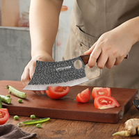 Ensemble de couteaux de boucher pour cuisine extérieure, forgés à la main, couteau à désosser, couteau à abattre la viande avec gaine en plastique, lame en acier métallique