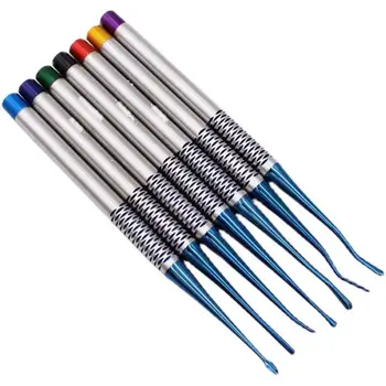 7PCS Dental Titanium Coated Blue Luxating PDL Root Elevator Tools Kit