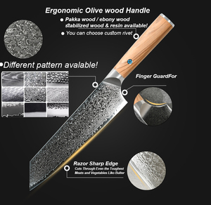 Bộ dao đầu bếp Damascus 7 món mới về - Lưỡi dao thép Damascus 67 lớp, cán gỗ, dao Nhật Bản Damascus - Product Image 2