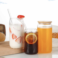 Verre réutilisable transparent en borosilicate résistant à la chaleur, sans BPA, anti-fuite, compatible lave-vaisselle, design minimaliste moderne, 12oz, 16oz, 20oz, 24oz