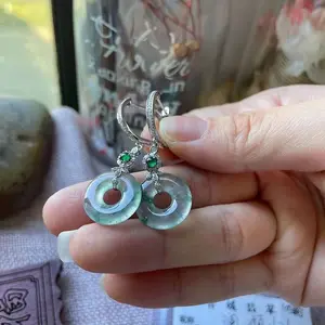 Bijoux Joyas Spiral Round Jade Hoop Earring Fashion Jewelry Earring Full Diamond Luxury Stone Hoops Earrings